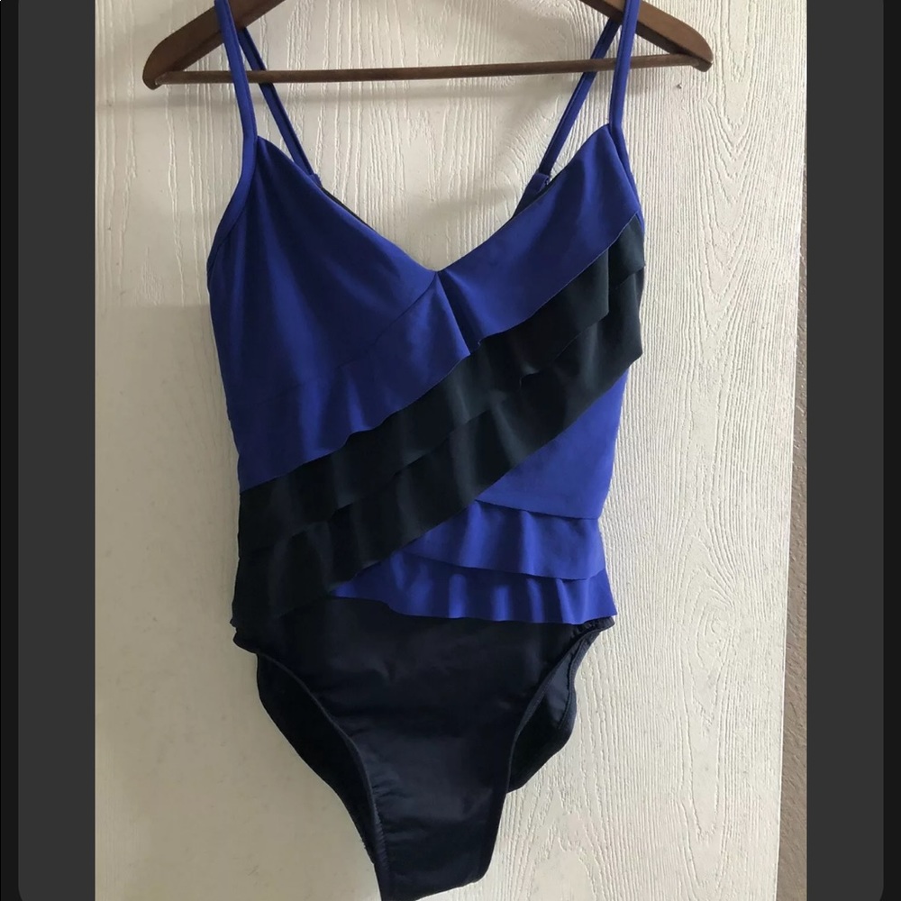 Magicsuit blue underwire one piece bathing swim suit sz 10 women